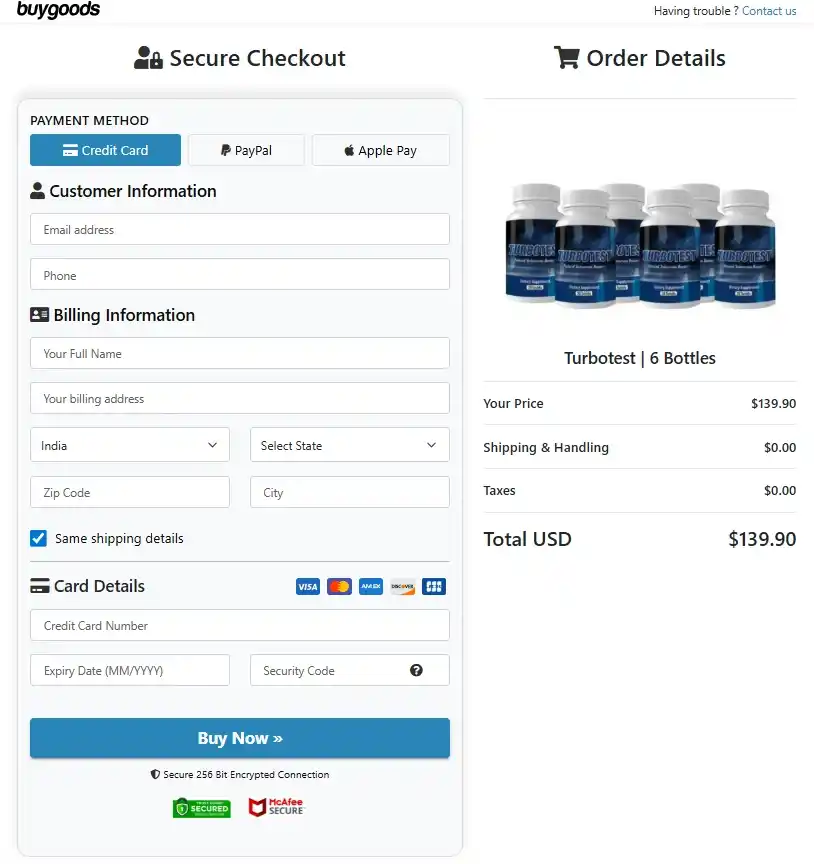 Turbotest Turbotest Order Page